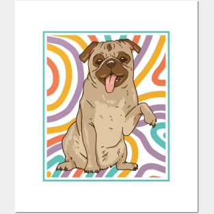 Cute and Colorful Portrait of a Pug Dog // Adorable Pug // Pug Mom KH Posters and Art